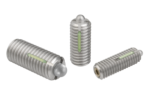 Pressori a molla con esagono incassato e puntale, acciaio inox, con frenafiletto - inch Pressori a molla con esagono incassato e puntale, acciaio inox, con frenafiletto - inch