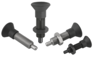 Spine di posizione in acciaio o acciaio inox senza collare con impugnatura a fungo in plastica e perno di bloccaggio allungato - inch Spine di posizione in acciaio o acciaio inox senza collare con impugnatura a fungo in plastica e perno di bloccaggio allungato - inch