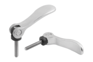 Leve eccentriche regolabili in acciaio inox con filettatura esterna, rondella di pressione in plastica e vite prigioniera in acciaio inox Leve eccentriche regolabili in acciaio inox con filettatura esterna, rondella di pressione in plastica e vite prigioniera in acciaio inox