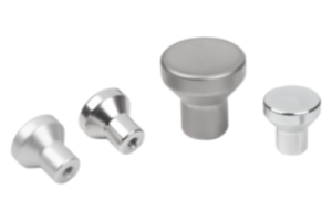 Pomelli a fungo con filettatura interna, acciaio, acciaio inox o alluminio Pomelli a fungo con filettatura interna, acciaio, acciaio inox o alluminio