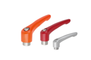 Leve di serraggio in zinco pressofuso con filettatura interna, finitura satinata, inserto filettato in acciaio inox Leve di serraggio in zinco pressofuso con filettatura interna, finitura satinata, inserto filettato in acciaio inox