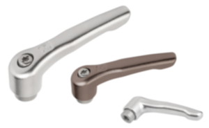 Leva di serraggio in acciaio inox, lucidata elettroliticamente o sabbiata, con filettatura interna, inserto filettato in acciaio inox Leva di serraggio in acciaio inox, lucidata elettroliticamente o sabbiata, con filettatura interna, inserto filettato in acciaio inox