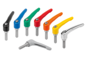 Maniglie a leva di zinco pressofuso con filettatura esterna, inserto filettato in acciaio inox Maniglie a leva di zinco pressofuso con filettatura esterna, inserto filettato in acciaio inox