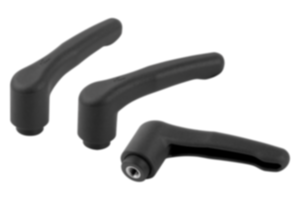 Maniglie a leva in plastica rilevabili al metal detector con filettatura interna, inserto filettato in acciaio inox Maniglie a leva in plastica rilevabili al metal detector con filettatura interna, inserto filettato in acciaio inox