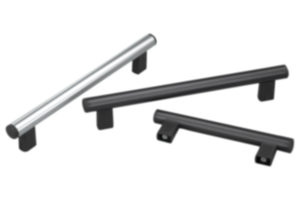 Maniglie tubolari in alluminio con supporti per tubo in plastica Maniglie tubolari in alluminio con supporti per tubo in plastica