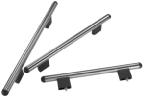 Maniglie tubolari in acciaio inox con supporti per tubo in alluminio Maniglie tubolari in acciaio inox con supporti per tubo in alluminio