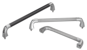 Maniglie tubolari in acciaio inox con supporti laterali in microfusione Maniglie tubolari in acciaio inox con supporti laterali in microfusione