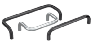 Maniglie a staffa in acciaio, profilo tondo, con cromatura satinata o verniciate a polvere, montaggio dal retro Maniglie a staffa in acciaio, profilo tondo, con cromatura satinata o verniciate a polvere, montaggio dal retro