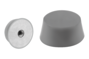 Tampone in gomma con base in acciaio inox, tipo EK conico con filettatura interna, grigio Tampone in gomma con base in acciaio inox, tipo EK conico con filettatura interna, grigio