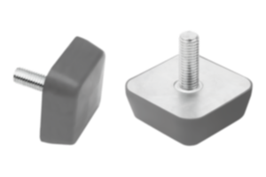 Rubber buffers stainless steel type KV rectangular with external thread, grey Rubber buffers stainless steel type KV rectangular with external thread, grey