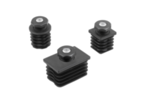 Tappi di regolazione in plastica con inserto antiscivolo per tubi quadri e rotondi Tappi di regolazione in plastica con inserto antiscivolo per tubi quadri e rotondi