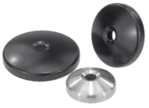 Supporti piani per piedini di appoggio in zinco pressofuso o acciaio inox Supporti piani per piedini di appoggio in zinco pressofuso o acciaio inox