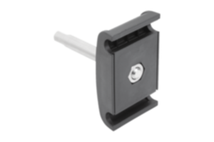 Morsetti doppi in plastica con perni in acciaio inox per guide laterali rotonde Morsetti doppi in plastica con perni in acciaio inox per guide laterali rotonde
