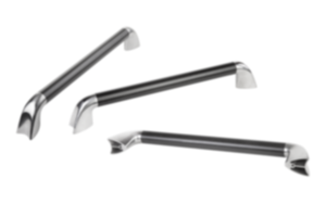 Maniglie tubolari in fibra di carbonio con supporti laterali in acciaio inox Maniglie tubolari in fibra di carbonio con supporti laterali in acciaio inox