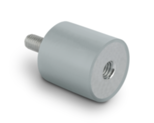 Tampone in gomma e acciaio inox tipo B cilindrico con filettatura interna e filettatura esterna, grigio Tampone in gomma e acciaio inox tipo B cilindrico con filettatura interna e filettatura esterna, grigio