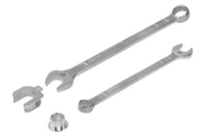 Combination spanner with protective caps Combination spanner with protective caps