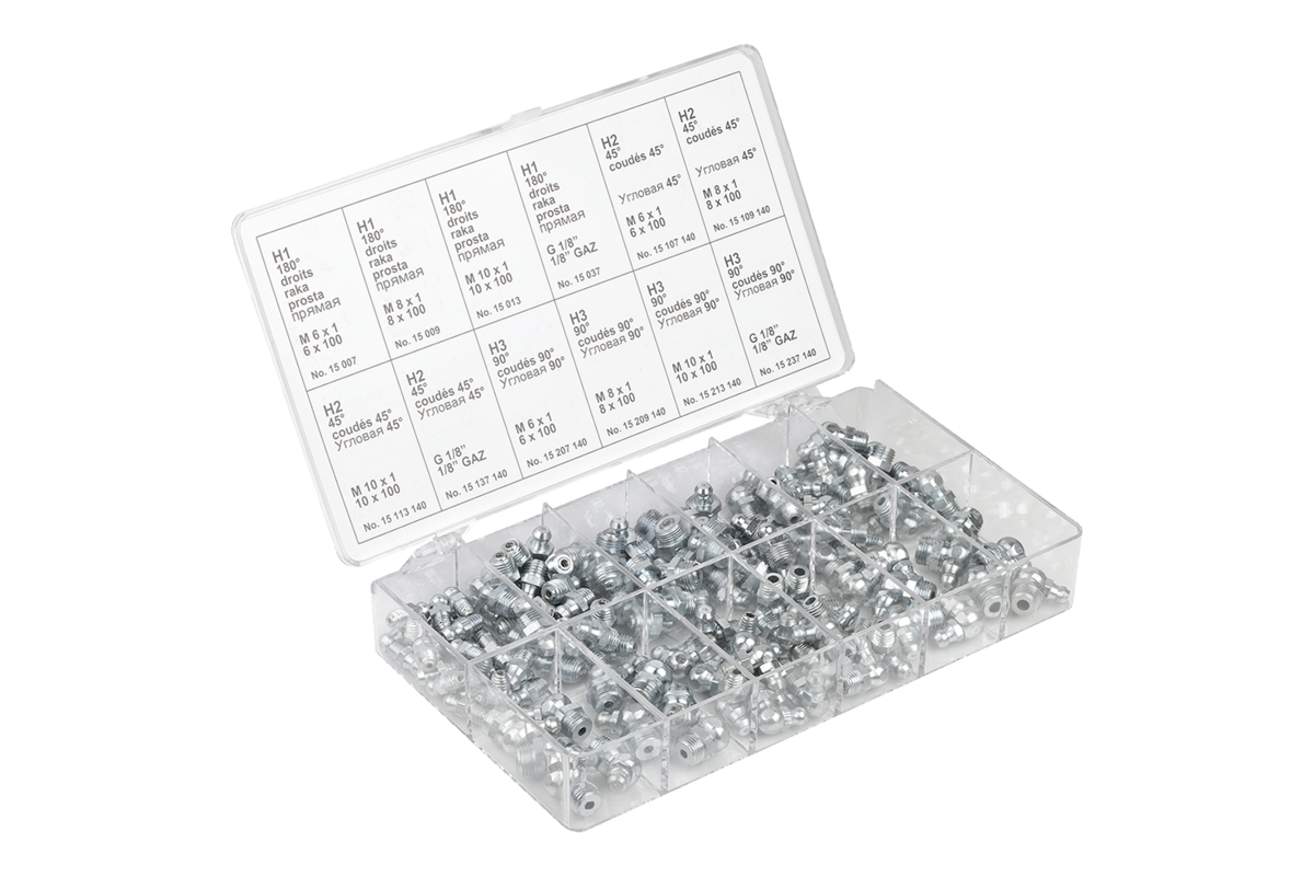 Cassetta di nottolini di lubrificazione assortimento in acciaio