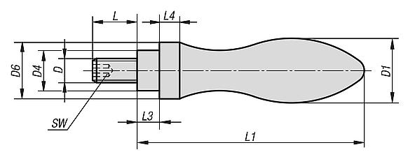 Impugnature girevoli simili a DIN 98 Forma E, in alluminio
