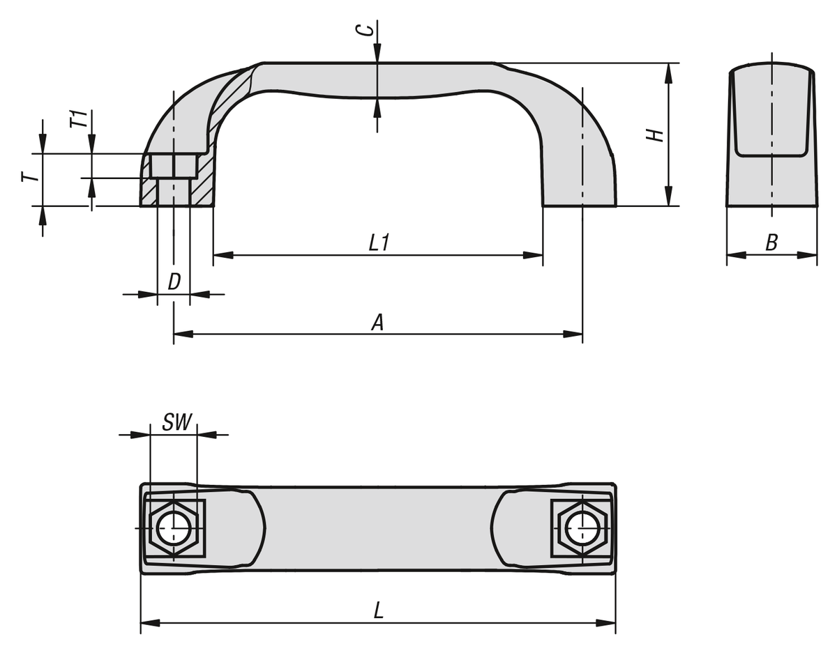 Maniglie a staffa in plastica resistenti alle alte temperature