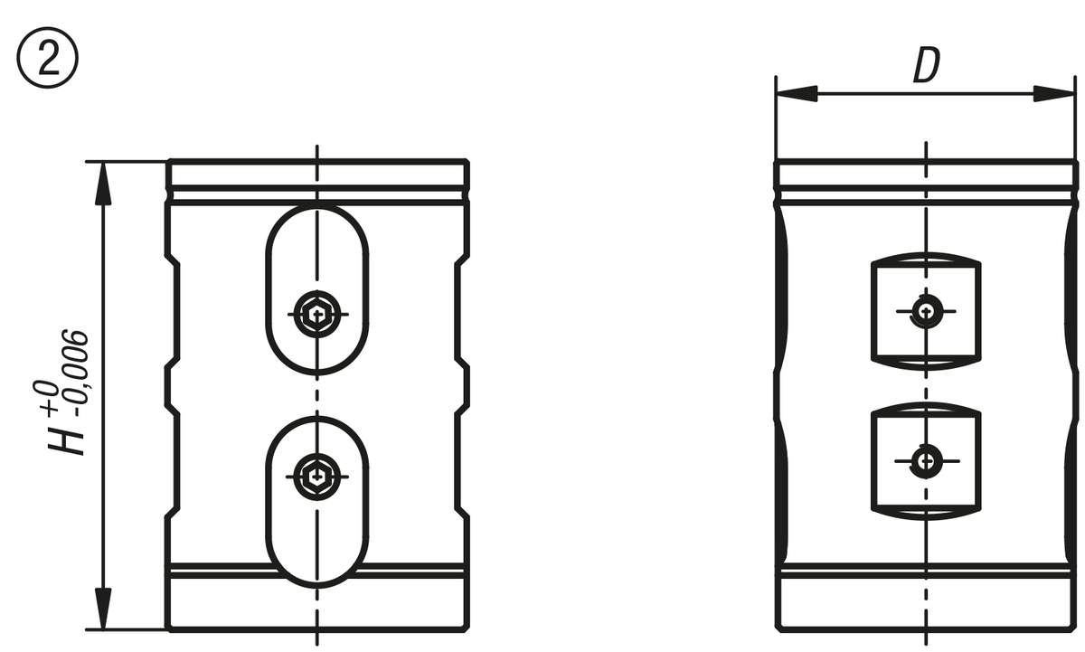 UNILOCK 5 assi, modulo base  serraggio doppio grandezza del sistema 80 mm, senza piede